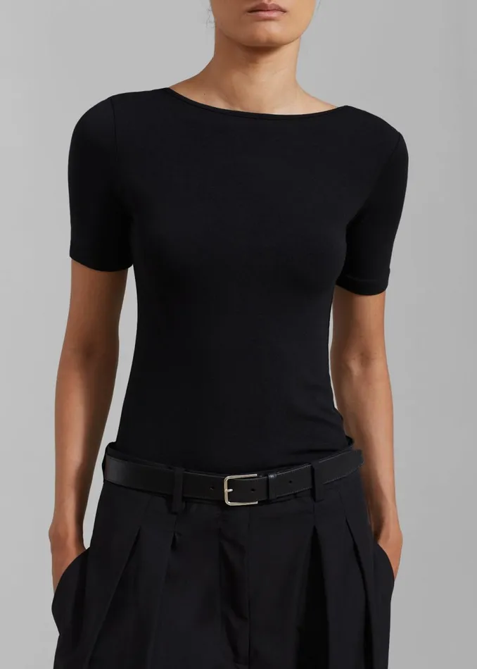 Women The Frankie Shop Tops Vera Scoop Back Shirt Black