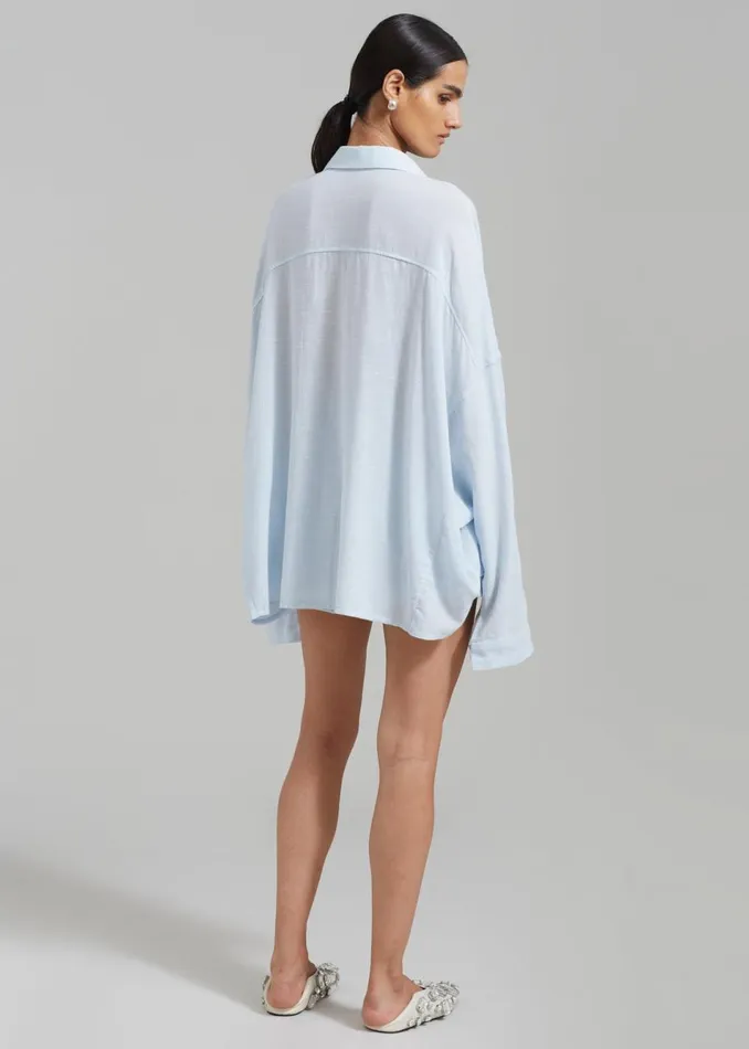 Women The Frankie Shop Tops Willa Oversized Button Down Shirt Sky
