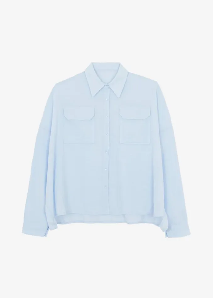 Women The Frankie Shop Tops Willa Oversized Button Down Shirt Sky
