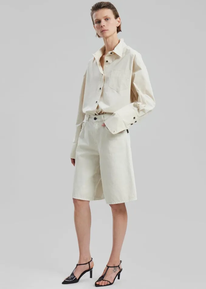 Women The Frankie Shop Tops Zuri Boxy Button Up Shirt Cream