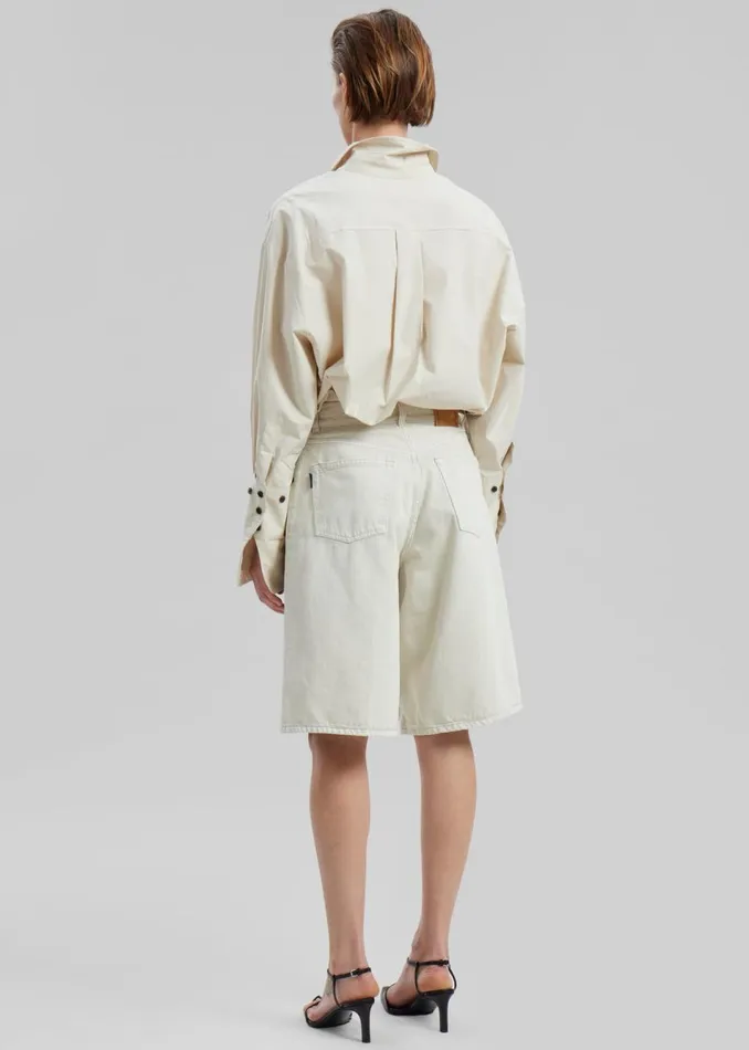 Women The Frankie Shop Tops Zuri Boxy Button Up Shirt Cream