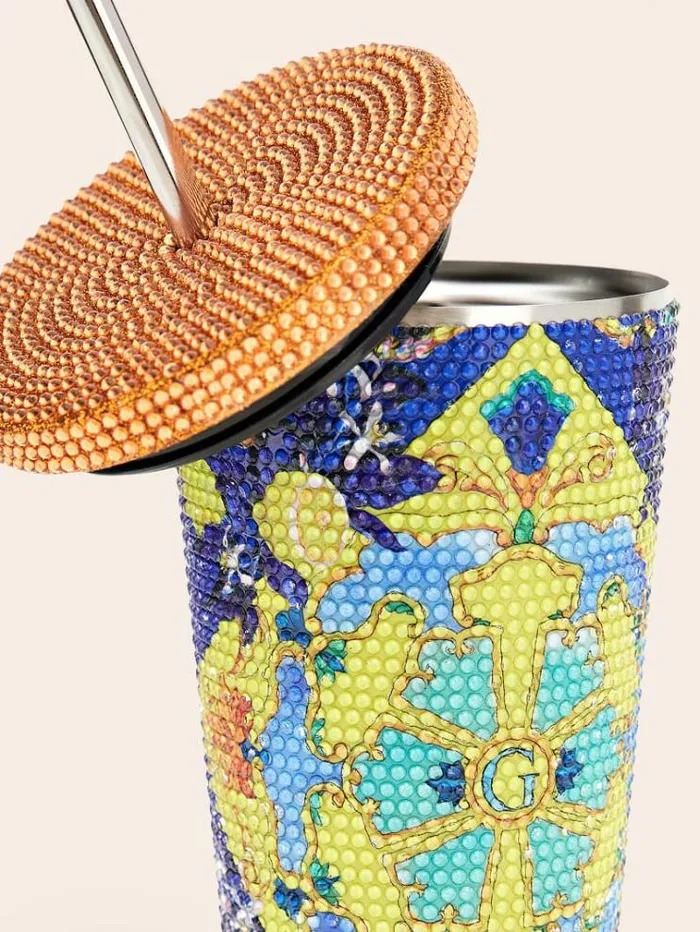 Women Tile Travel Tumbler Cup Shades Of Orange Guess Home Collection
