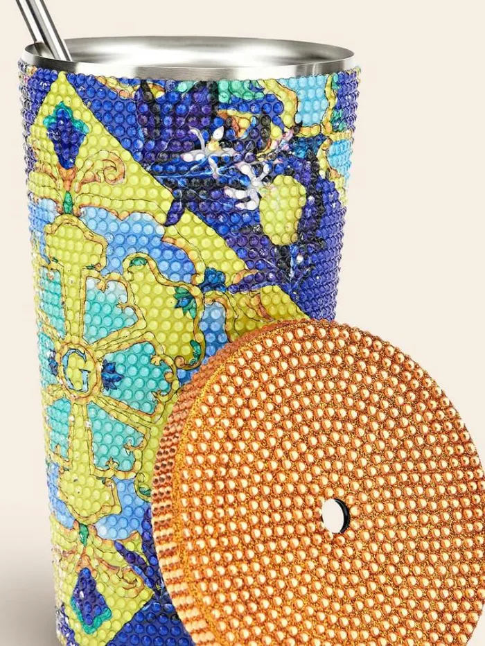 Women Tile Travel Tumbler Cup Shades Of Orange Guess Home Collection
