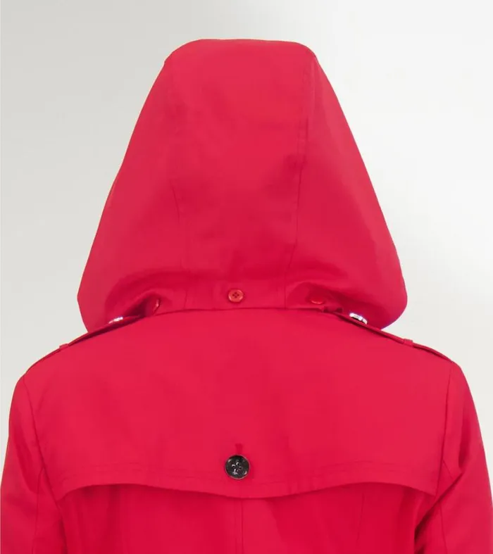 Women Trench Coats Cole Haan Hooded Trench Coat Red