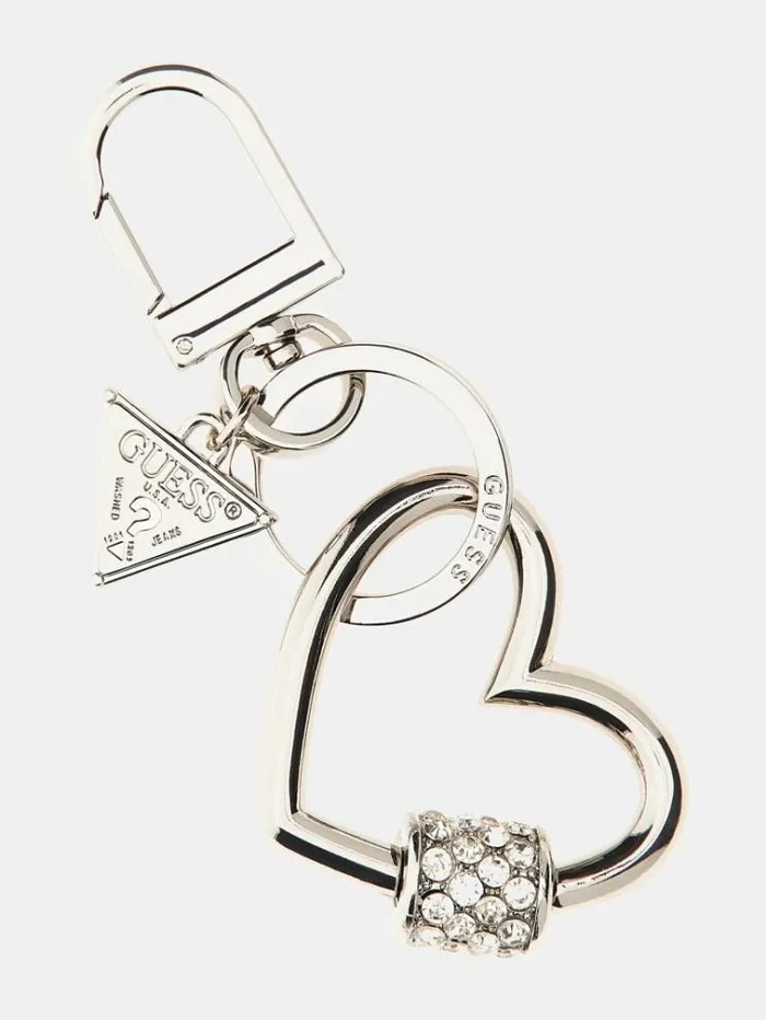 Women Triangle Logo Heart Keychain Silver Guess High Tech Accessories And Keychains Women Triangle Logo Heart Keychain Silver Guess High Tech Accessories And Keychains