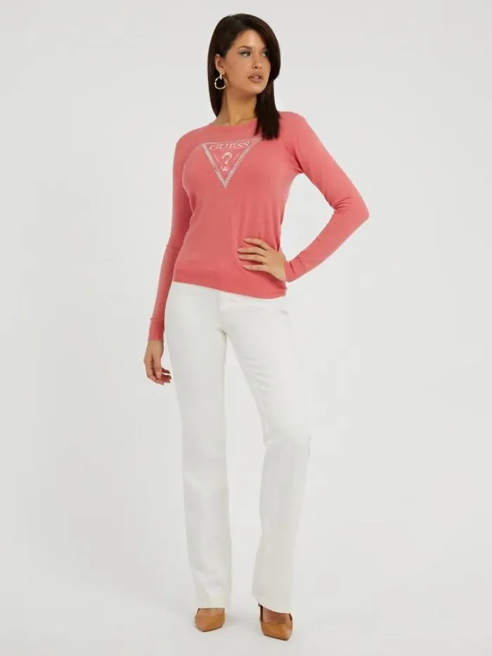 Women Triangle Logo Sweater Pink Guess Knitwear And Sweatshirts
