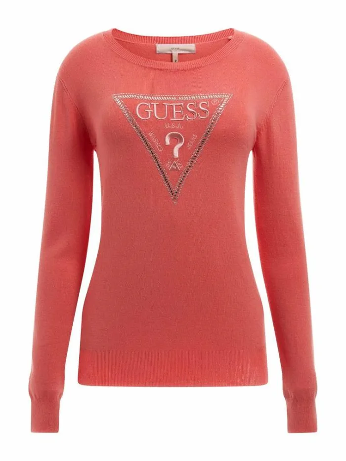Women Triangle Logo Sweater Pink Guess Knitwear And Sweatshirts
