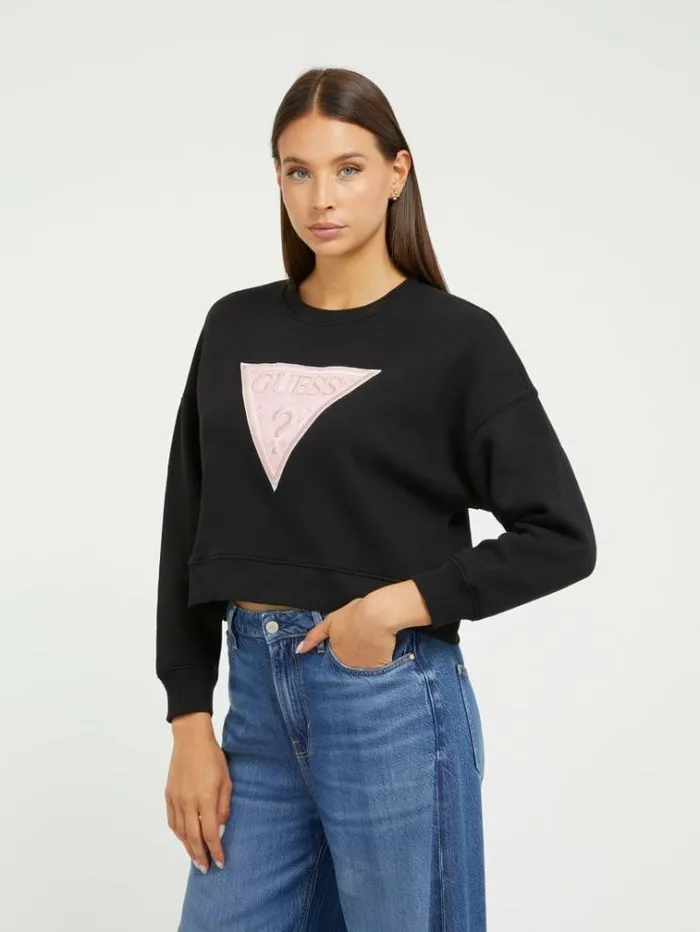 Women Triangle Logo Sweatshirt Black Guess Knitwear And Sweatshirts