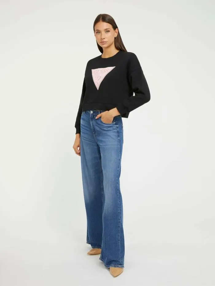 Women Triangle Logo Sweatshirt Black Guess Knitwear And Sweatshirts