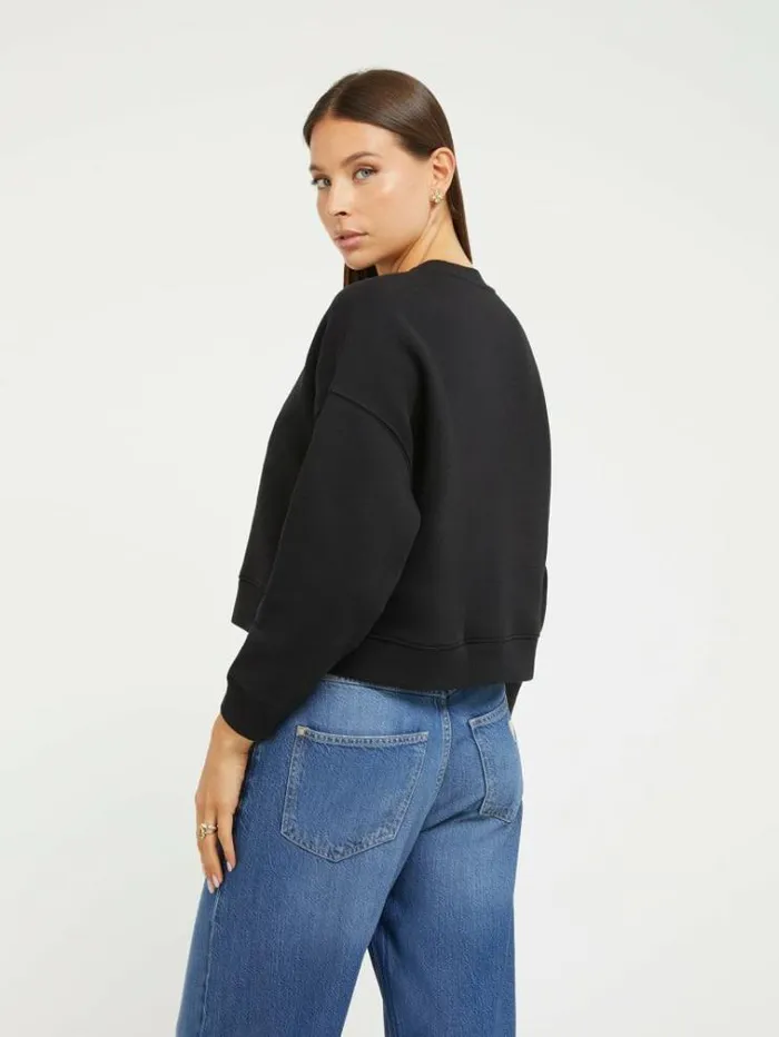 Women Triangle Logo Sweatshirt Black Guess Knitwear And Sweatshirts