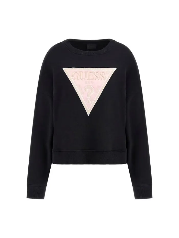 Women Triangle Logo Sweatshirt Black Guess Knitwear And Sweatshirts