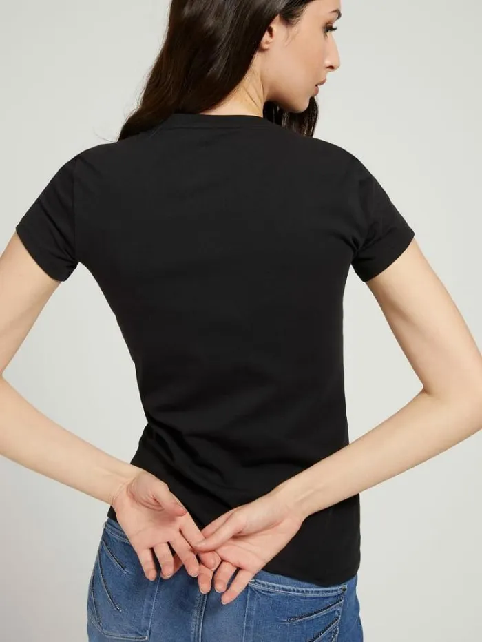 Women Triangle Logo Tshirt Black Guess Tshirts