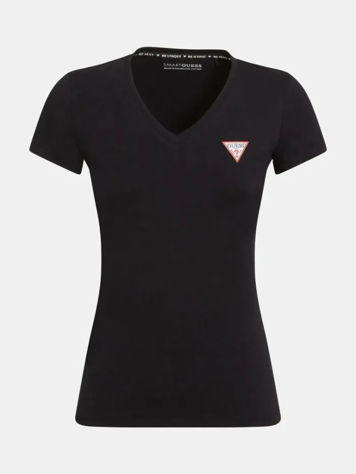 Women Triangle Logo Tshirt Black Guess Tshirts