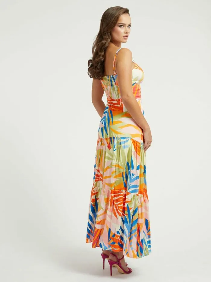 Women Tropical Print Long Dress Multicolor Pattern Guess Dresses And Jumpsuits