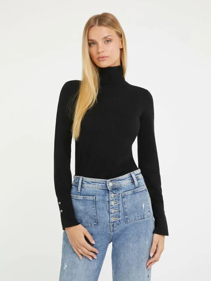 Women Turtle Neck Sweater Black Guess Knitwear And Sweatshirts