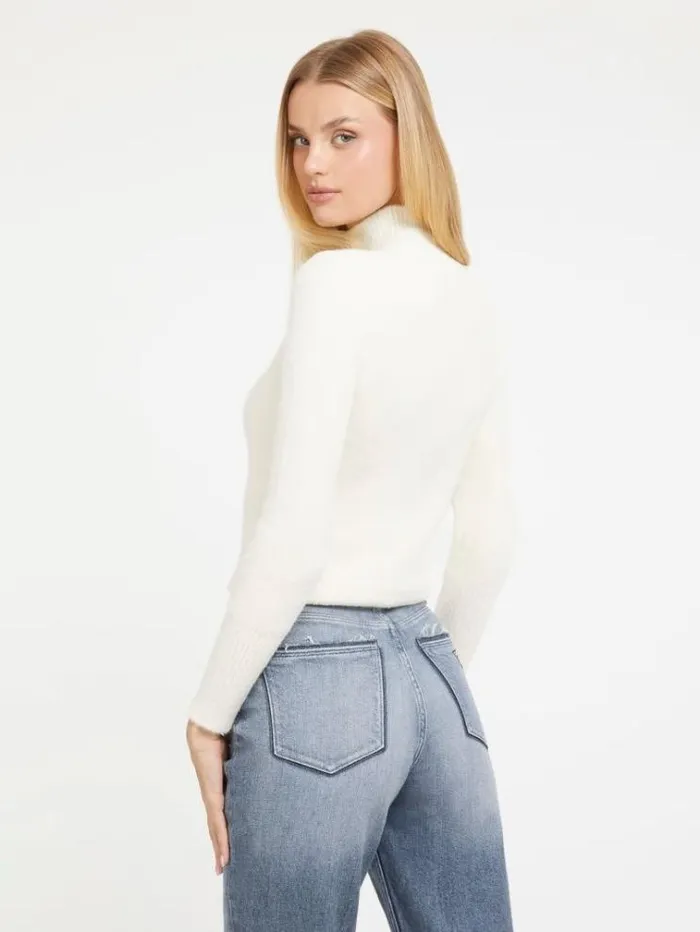 Women Turtle Neck Sweater White Guess Knitwear And Sweatshirts