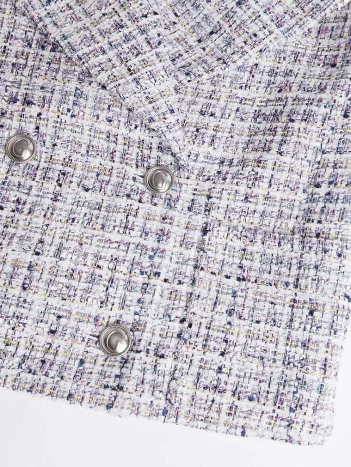 Women Tweed Crop Blazer Light Blue Guess Coats And Jackets