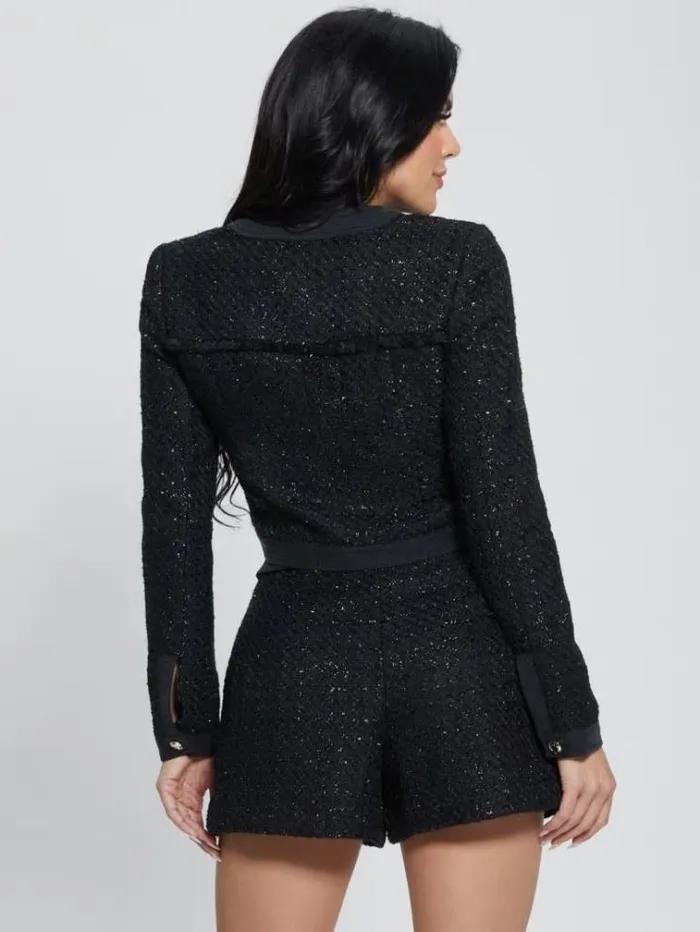 Women Tweed Jacket Black Guess Coats And Jackets