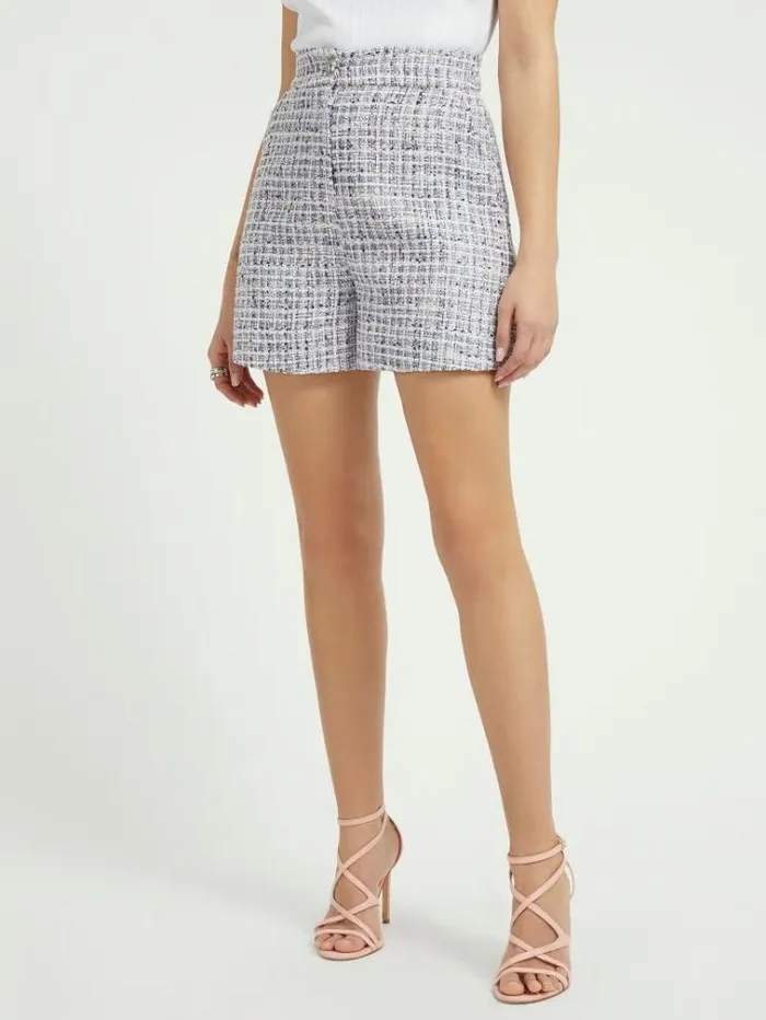 Women Tweed Shorts Light Blue Guess Skirts And Shorts