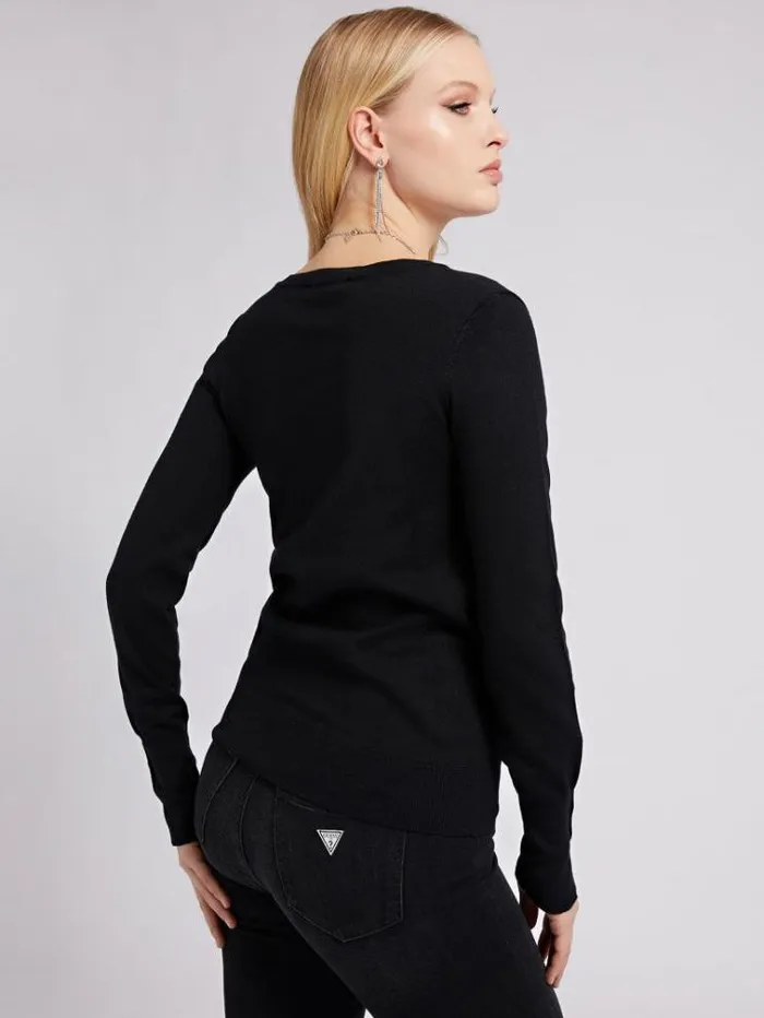 Women V Neck Sweater Black Guess Knitwear And Sweatshirts