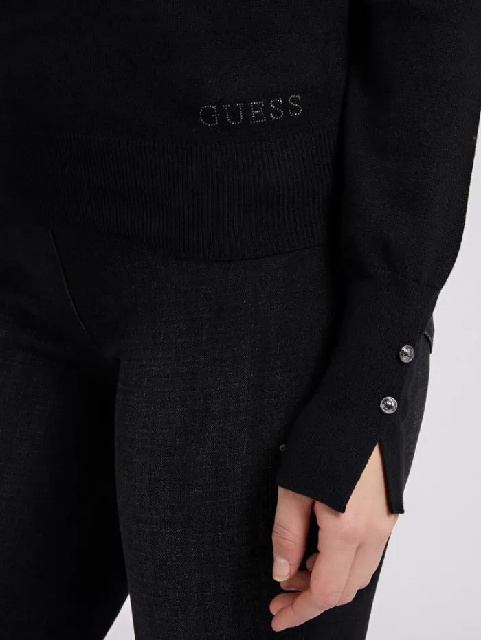 Women V Neck Sweater Black Guess Knitwear And Sweatshirts