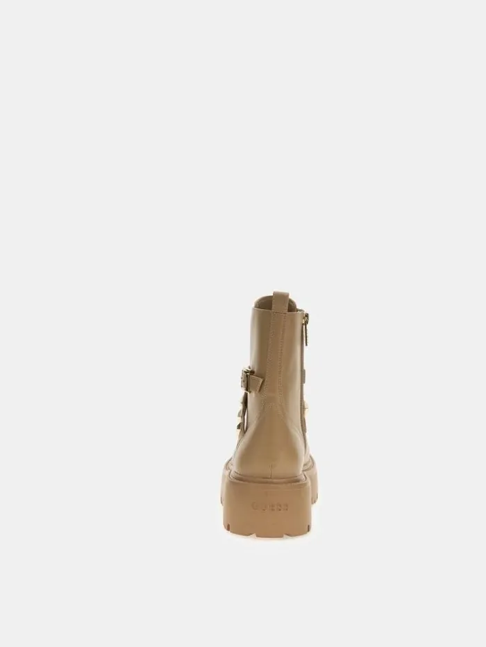 Women Vaida Studded Combat Boots Beige Guess Boots And Booties