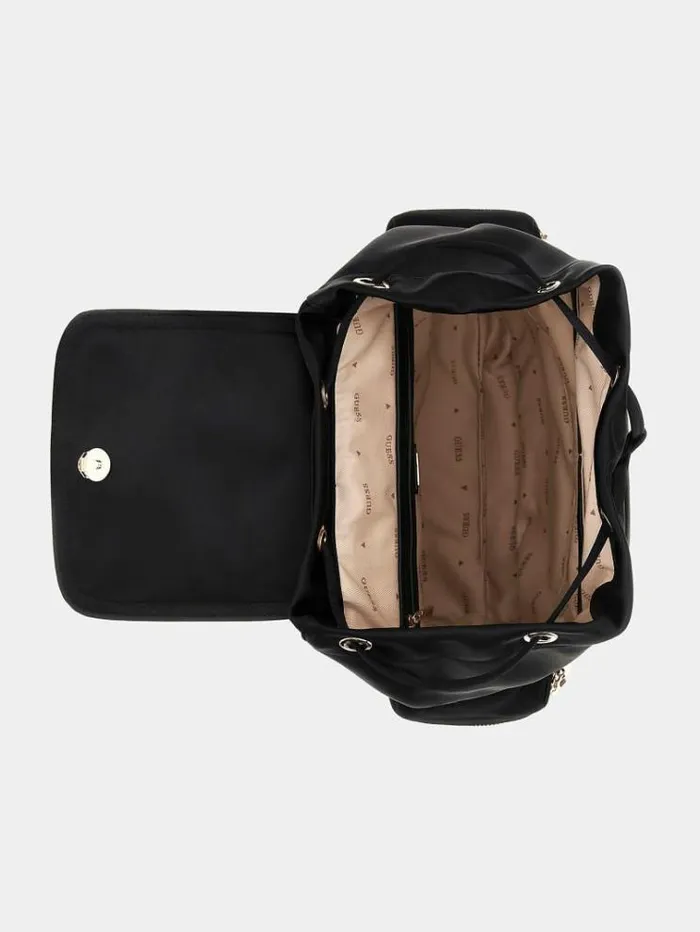 Women Velina Satin Backpack Black Guess Backpacks And Bum Bags