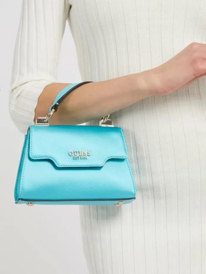 Women Velina Satin Mini Handbag Blue Guess Mini Bags