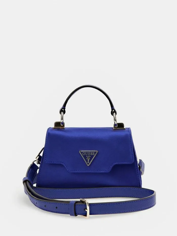 Women Velina Satin Mini Handbag Dark Blue Guess Clutches And Evening Bags