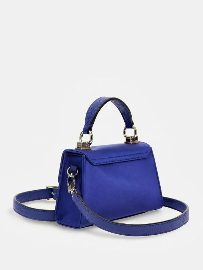 Women Velina Satin Mini Handbag Dark Blue Guess Clutches And Evening Bags