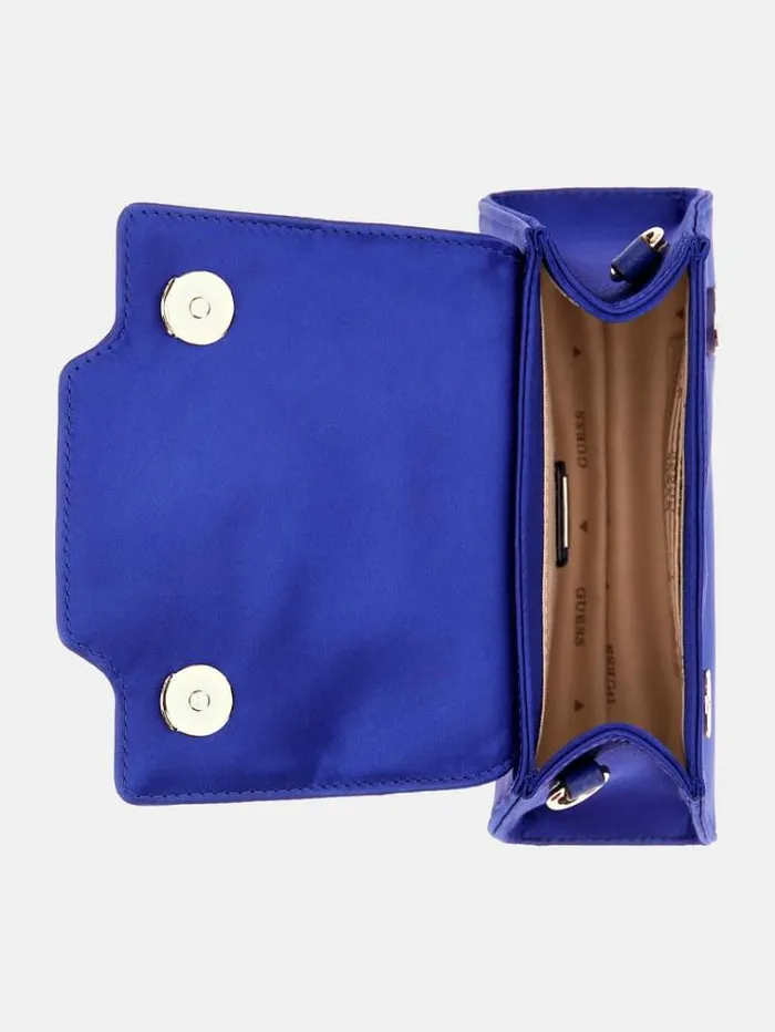Women Velina Satin Mini Handbag Dark Blue Guess Clutches And Evening Bags