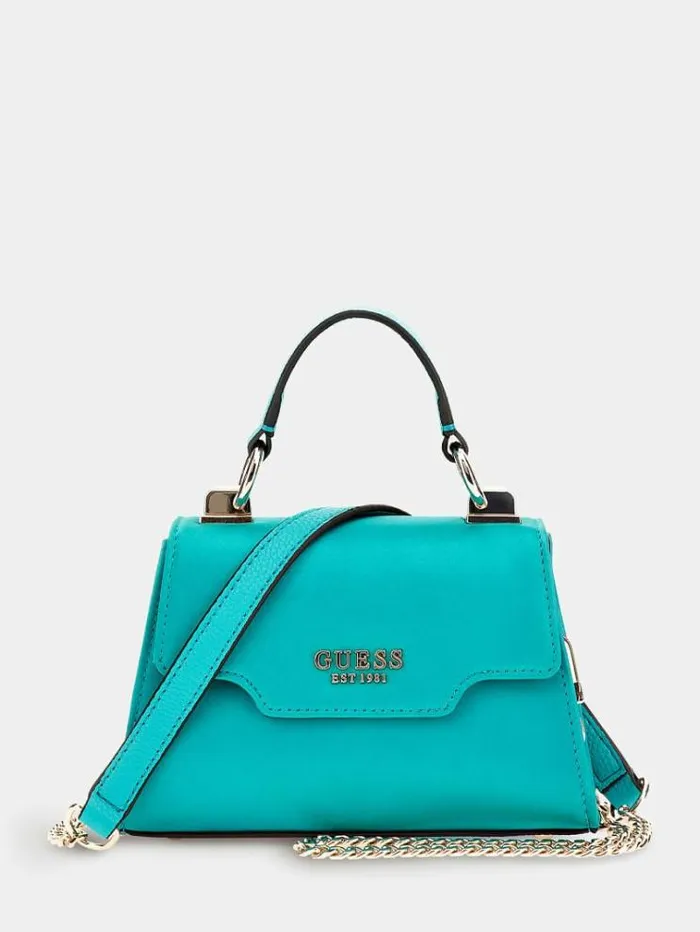 Women Velina Satin Mini Handbag Green Guess Clutches And Evening Bags