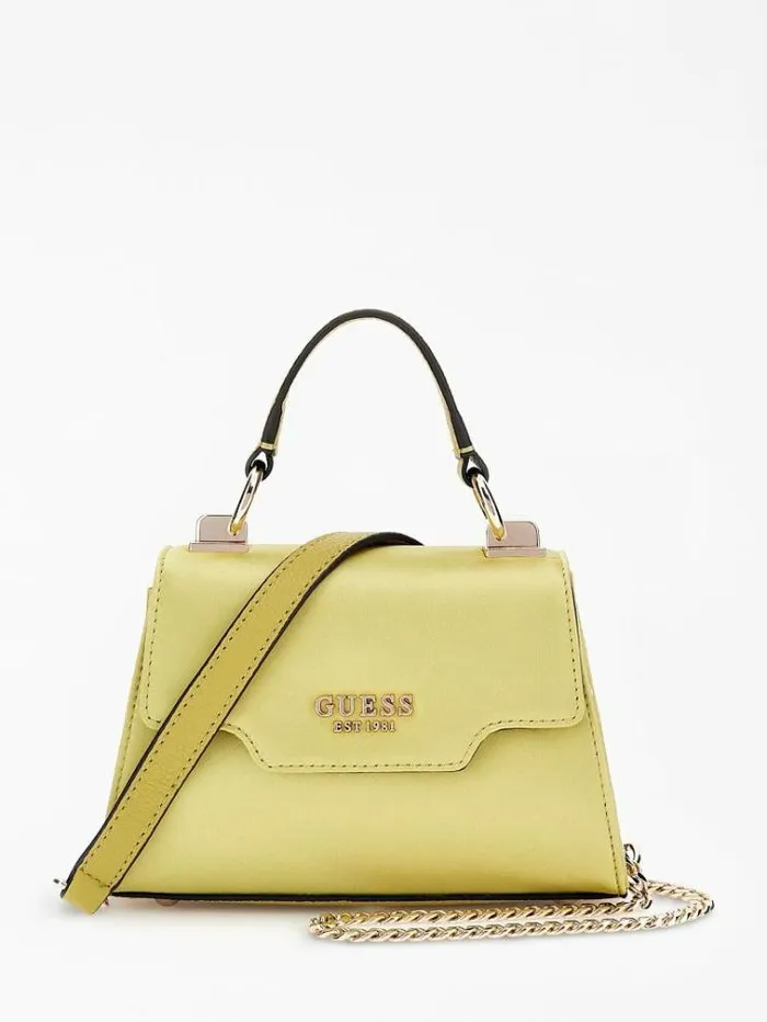 Women Velina Satin Mini Handbag Yellow Guess Mini Bags