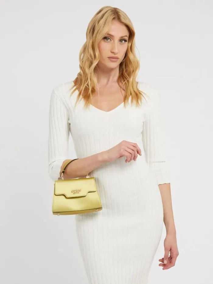 Women Velina Satin Mini Handbag Yellow Guess Mini Bags
