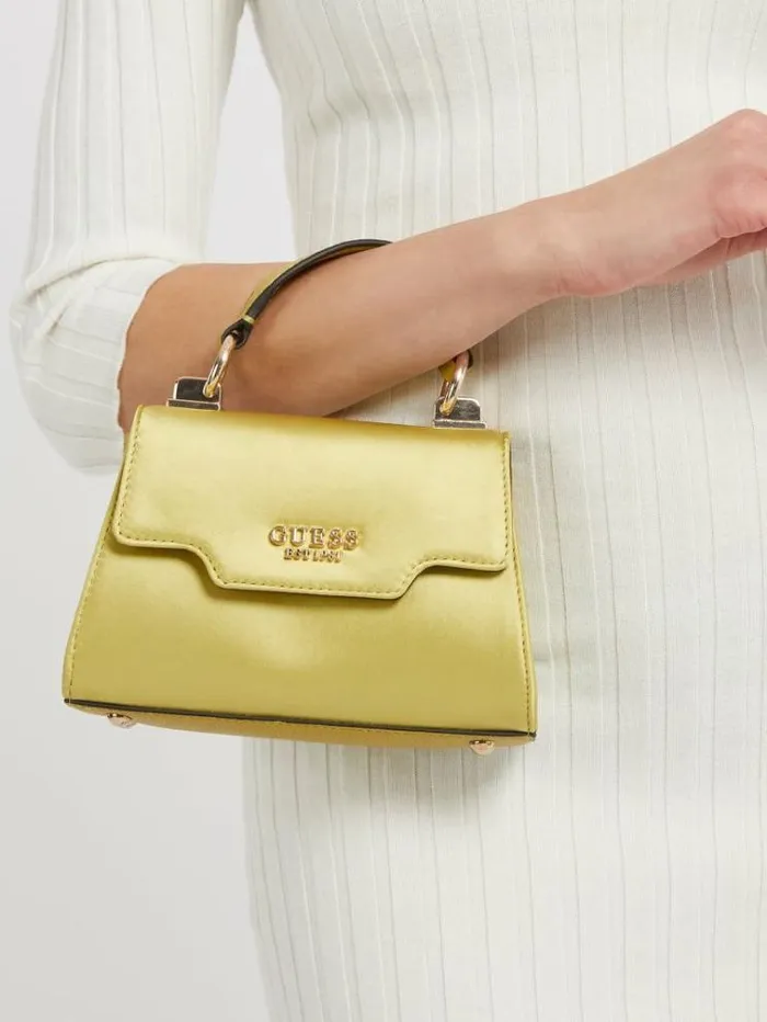 Women Velina Satin Mini Handbag Yellow Guess Mini Bags