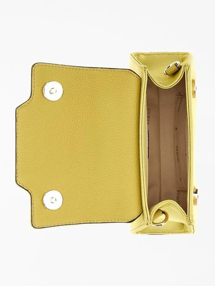 Women Velina Satin Mini Handbag Yellow Guess Mini Bags