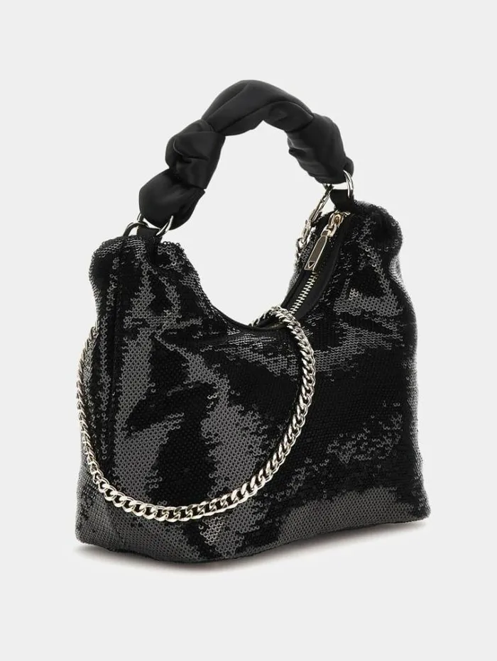 Women Velina Sequin Mini Hobo Black Guess Handbags
