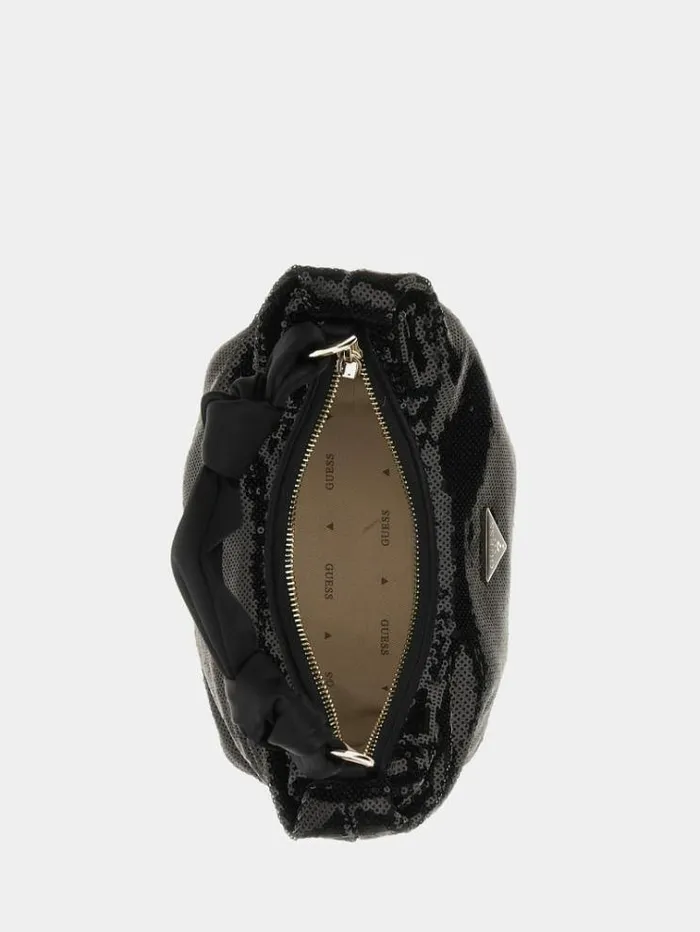 Women Velina Sequin Mini Hobo Black Guess Handbags