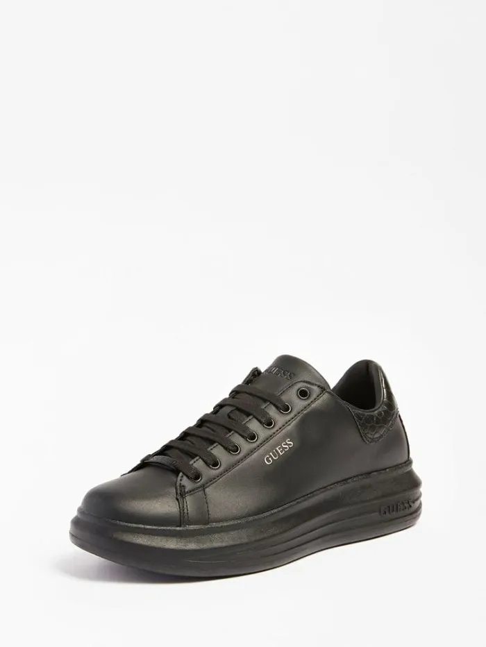 Women Vibo Mixed Leather Sneaker Black Guess Sneakers