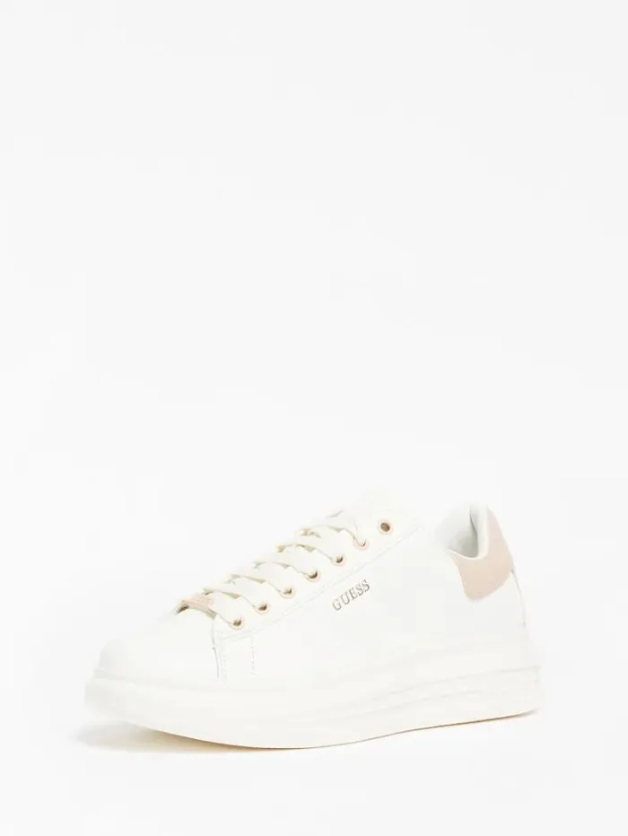 Women Vibo Mixed Leather Sneaker Pink Guess Sneakers