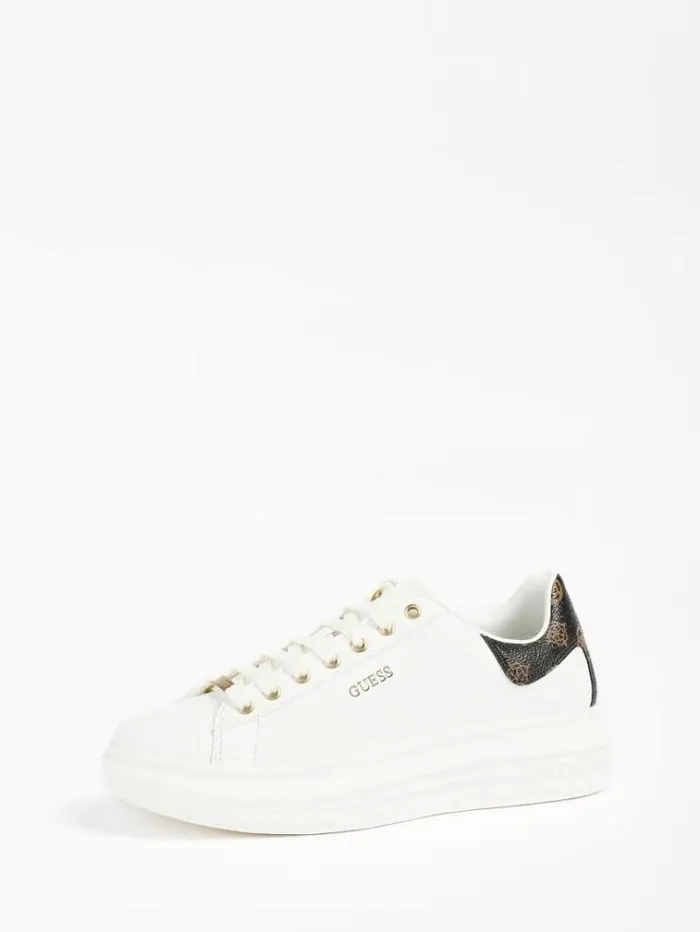 Women Vibo Mixed Leather Sneaker White Guess Sneakers