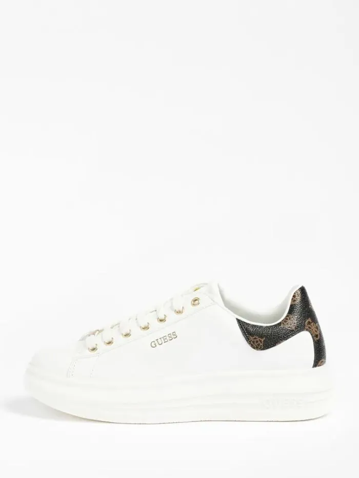 Women Vibo Mixed Leather Sneaker White Guess Sneakers