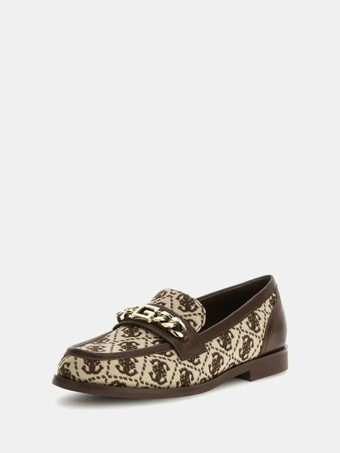 Women Victer 4g Logo Loafers Brown Multi Guess Flat Shoes