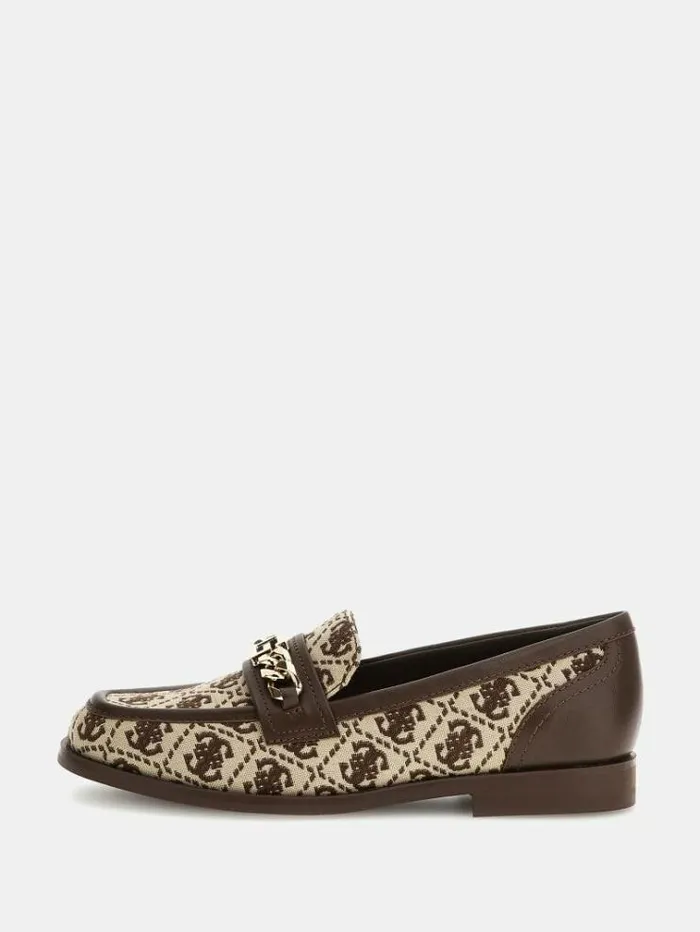 Women Victer 4g Logo Loafers Brown Multi Guess Flat Shoes
