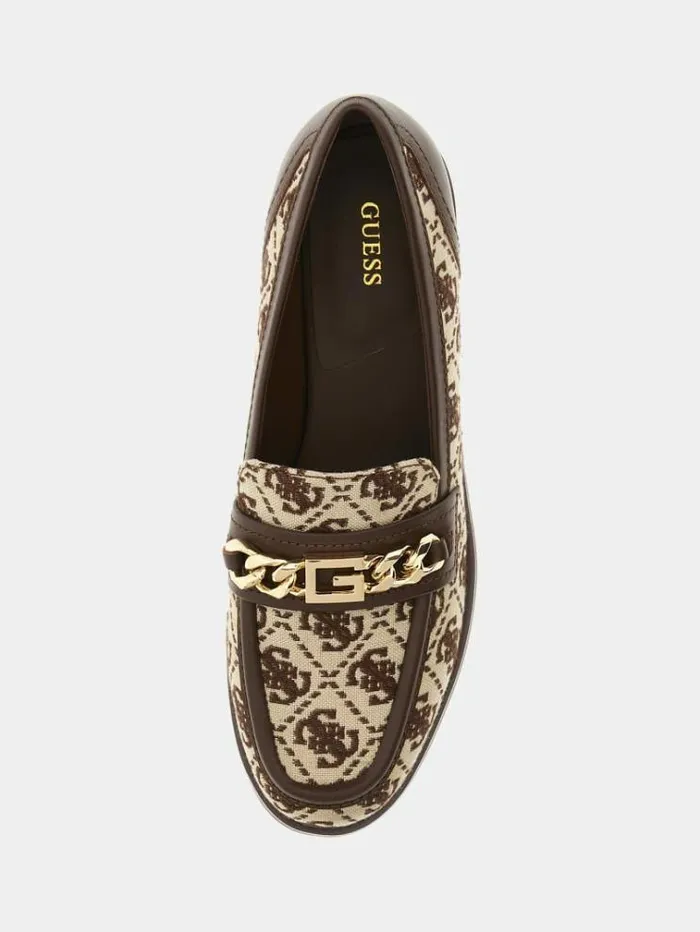 Women Victer 4g Logo Loafers Brown Multi Guess Flat Shoes