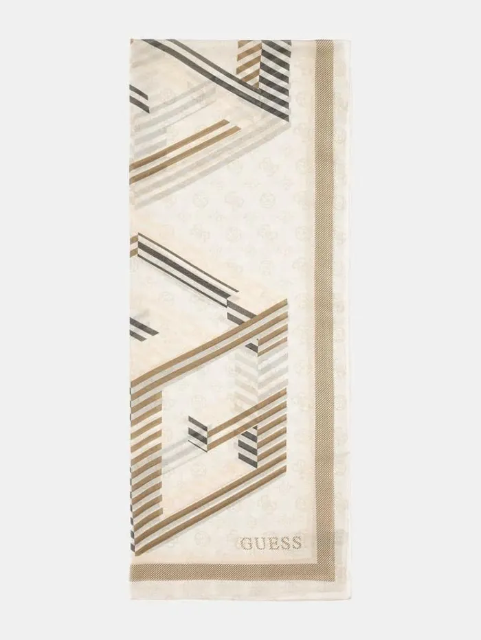 Women Vikky G Cube Logo Scarf Beige Guess Scarves And Foulards