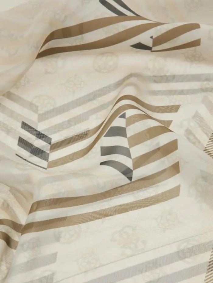Women Vikky G Cube Logo Scarf Beige Guess Scarves And Foulards