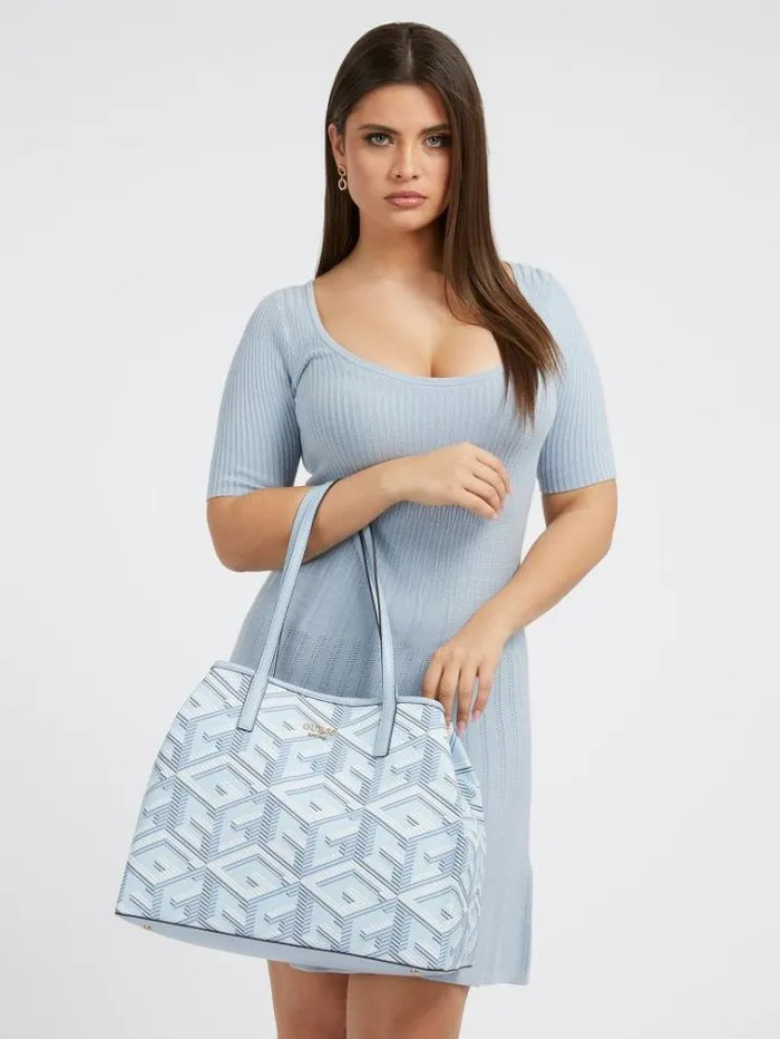 Women Vikky G Cube Logo Shopper Blue Multi Guess Shoppers