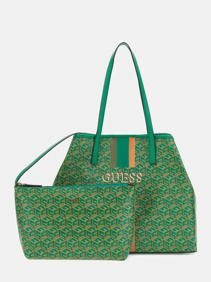 Women Vikky G Cube Logo Shopper Green Multi Guess Shoppers