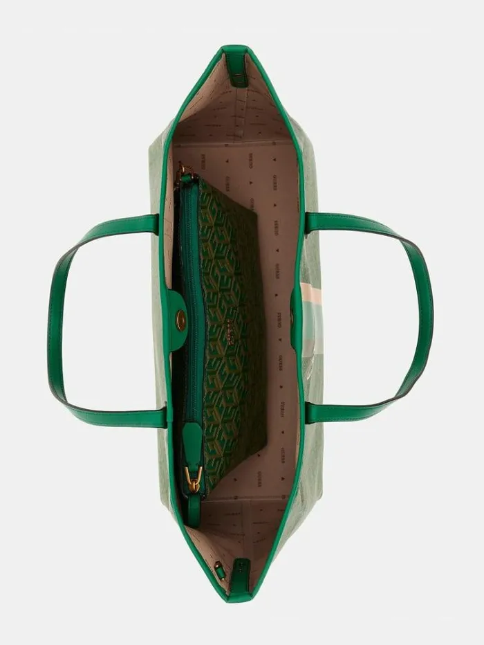 Women Vikky G Cube Logo Shopper Green Multi Guess Shoppers